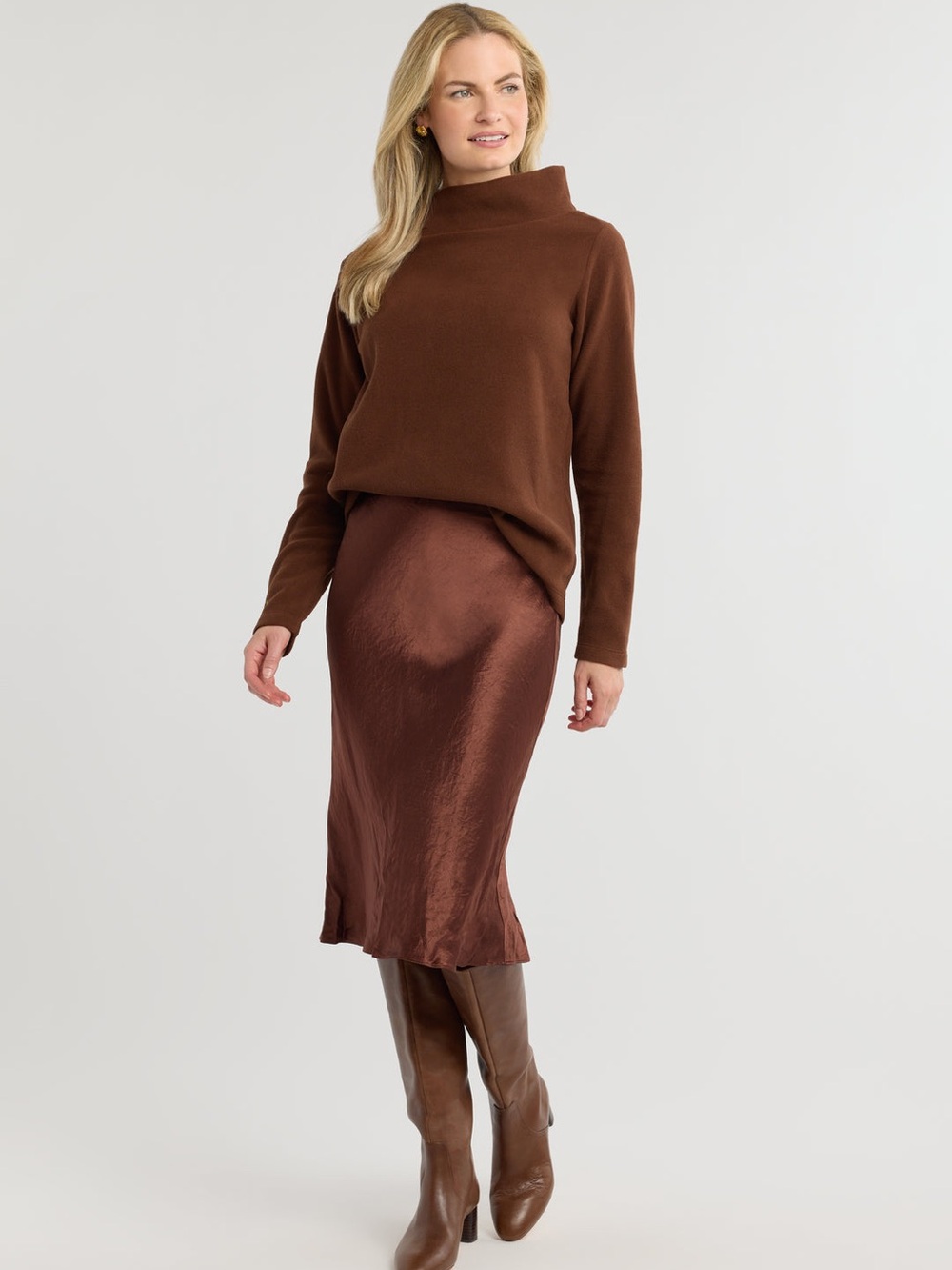 Dudley Stephens Vello Fleece Greenpoint Boatneck Size Medium in Cocoa